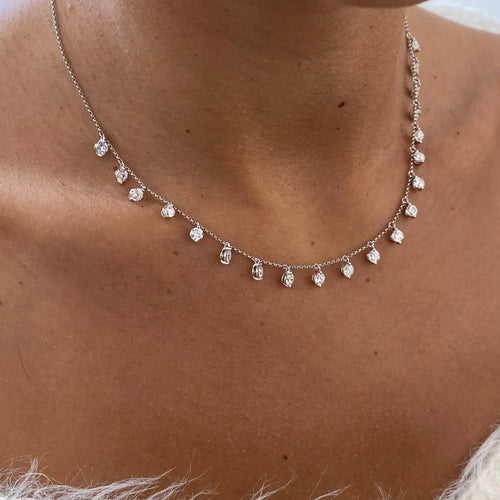 14k gold round prong-set lab grown diamond necklace, detailed close-up showing fine craftsmanship