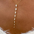 14k yellow gold oval prong-set lab grown diamond necklace, front view showing fine craftsmanship