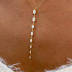 14k yellow gold oval prong-set lab grown diamond necklace, front view showing fine craftsmanship