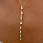 14k yellow gold oval prong-set lab grown diamond necklace, detailed close-up showing fine craftsmanship