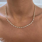 14k yellow gold round pave-set lab grown diamond necklace, front view showing fine craftsmanship
