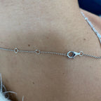 14k gold round prong-set lab grown diamond necklace, three-quarter view showing fine craftsmanship