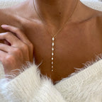 14k yellow gold oval prong-set lab grown diamond necklace, top angle view showing fine craftsmanship