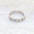 14k gold stackable lab grown diamond wedding band, front view showing fine craftsmanship