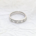 14k gold stackable lab grown diamond wedding band, front view showing fine craftsmanship