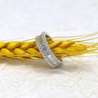 14k gold lab grown diamond wedding band, styled on model showing fine craftsmanship
