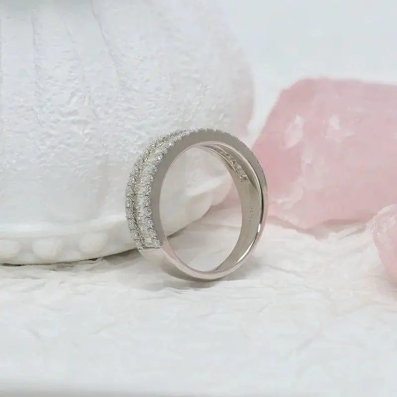 14k gold lab grown diamond wedding band, sparkle detail shot showing fine craftsmanship