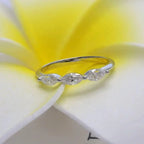 14k gold marquise lab grown diamond wedding band, top angle view showing fine craftsmanship