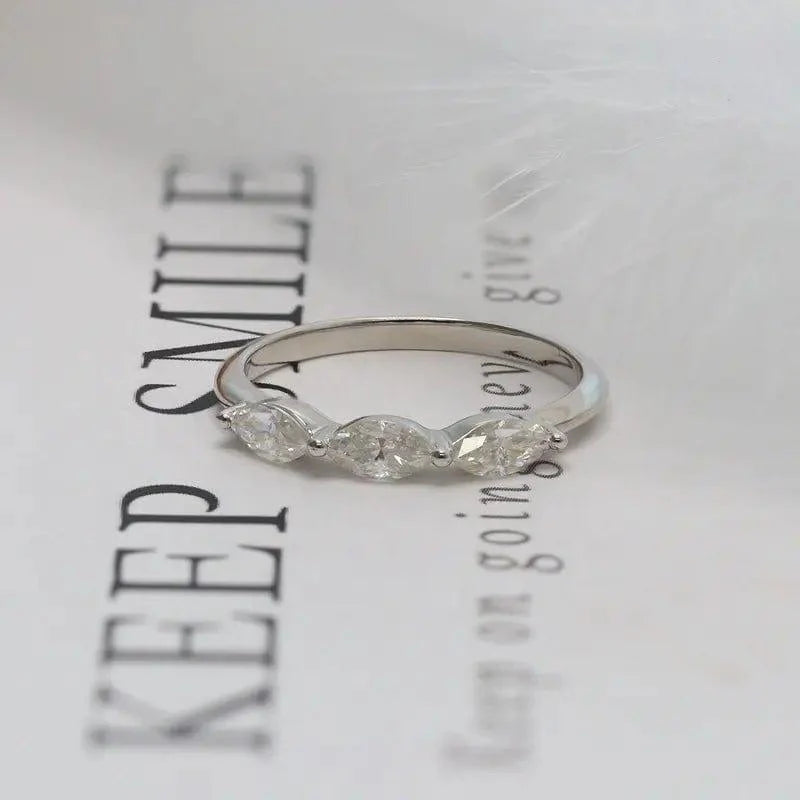 14k gold marquise lab grown diamond wedding band, sparkle detail shot showing fine craftsmanship