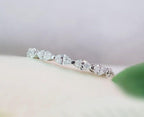 14k gold marquise stackable lab grown diamond eternity band, front view showing fine craftsmanship