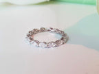 14k gold marquise stackable lab grown diamond eternity band, side profile view showing fine craftsmanship