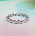 14k gold marquise stackable lab grown diamond eternity band, styled on model showing fine craftsmanship