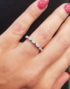 14k gold marquise stackable lab grown diamond eternity band, top angle view showing fine craftsmanship