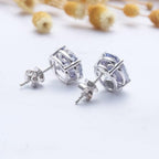 14k gold oval screw back lab grown diamond stud earrings, side profile view showing fine craftsmanship
