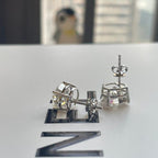 14k gold oval screw back lab grown diamond stud earrings, top angle view showing fine craftsmanship