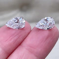 14k gold pear screw back lab grown diamond stud earrings, front view showing fine craftsmanship