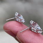 14k gold pear screw back lab grown diamond stud earrings, three-quarter view showing fine craftsmanship