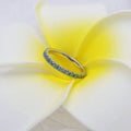 14k gold round stackable lab grown diamond wedding band, front view showing fine craftsmanship