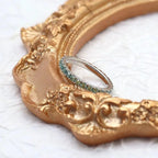 14k gold round stackable lab grown diamond wedding band, styled on model showing fine craftsmanship