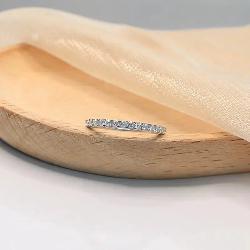 14k gold round lab grown diamond wedding band, front view showing fine craftsmanship for elegant everyday wear
