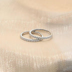 14k gold round lab grown diamond wedding band, sparkle detail shot showing fine craftsmanship and a polished finish