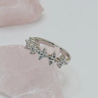 14k gold round dainty lab grown diamond wedding band, side profile view showing fine craftsmanship
