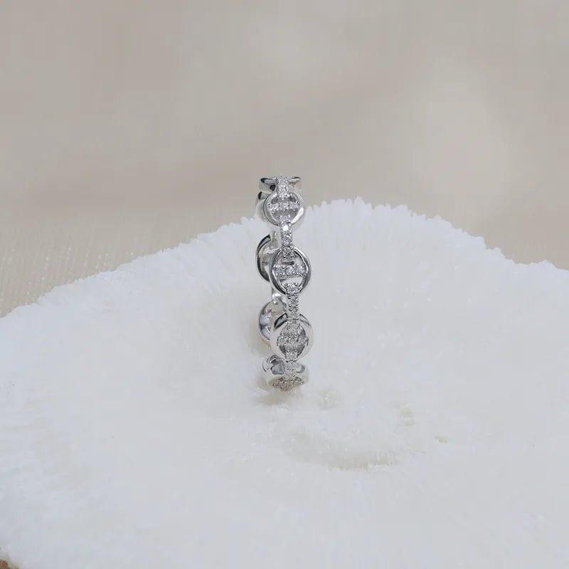 14k gold round lab grown diamond wedding band, styled on model showing fine craftsmanship with brilliant sparkle