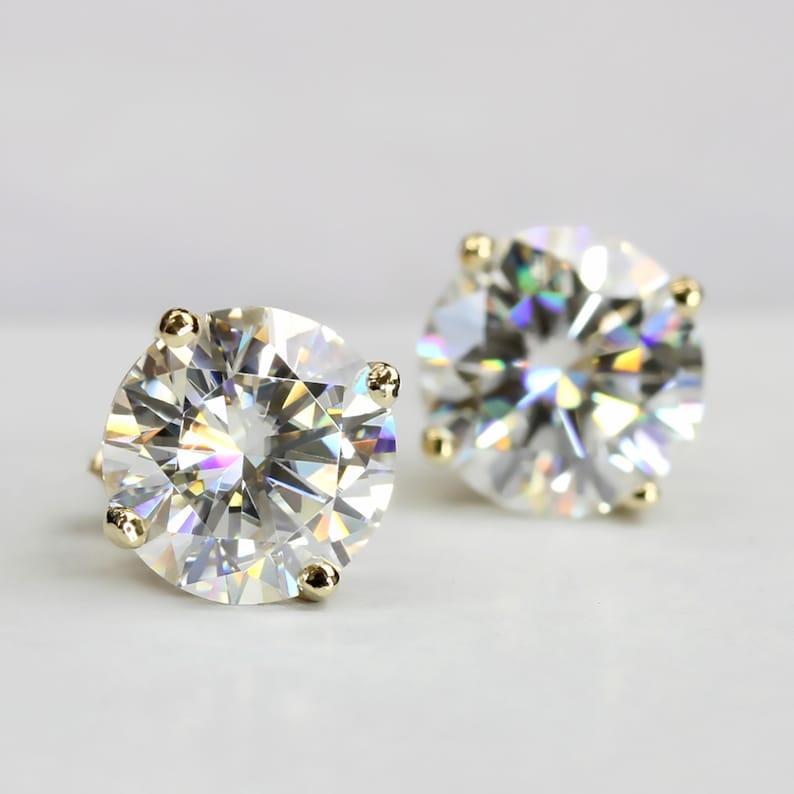 14k gold round prong-set lab grown diamond stud earrings, full product view showing fine craftsmanship