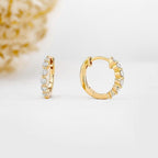 14k gold round lab grown diamond hoop earrings, front view showing fine craftsmanship