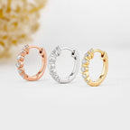 14k gold round lab grown diamond hoop earrings, sparkle detail shot showing fine craftsmanship