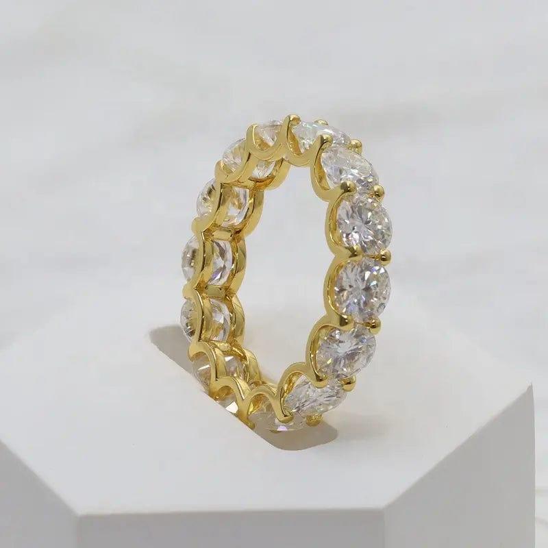 14k gold round lab grown diamond eternity band, sparkle detail shot showing fine craftsmanship