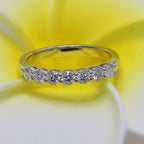 14k gold round stackable lab grown diamond wedding band, detailed close-up showing fine craftsmanship with brilliant sparkle
