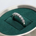 14k gold round stackable lab grown diamond wedding band, front view showing fine craftsmanship with brilliant sparkle