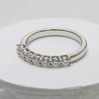 14k gold round stackable lab grown diamond wedding band, styled on model showing fine craftsmanship with brilliant sparkle